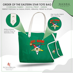 Bolso Tote Impermeable de Poliéster Codura Personalizado Green Eastern Star (OES) para Ex-Maternas, con Cierre de Cremallera y Bordado, para Todas las Estaciones - Product Image 3
