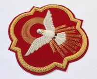 Emblema litúrgico de la Iglesia con la imagen del Espíritu Santo y la paloma, bordado a mano con hilo de oro, parche litúrgico para vestimenta, efecto 3D en relieve