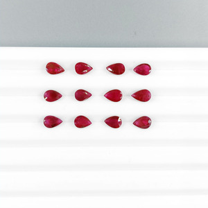 Rubis naturels de Birmanie non traités, formes poire calibrées 6x4mm, pierres précieuses de rubis naturelles facettées en vrac pour la fabrication de bijoux, prêtes à l'emploi - Product Image 1