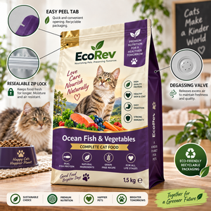 Alimento para Gatos EcoRev Ocean Fish Vegetables, 1.5 kg, Bolsa con Cierre Hermético, Reciclable, Laminada, Sin Granos, Nutrición Completa - Product Image 1