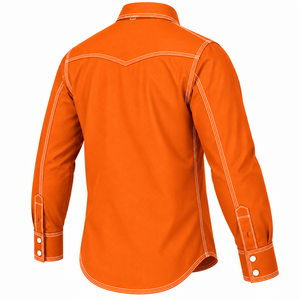 Wholesale Men FR <b>Shirt</b> <b>Flame</b> Resistant Welding Workwear Western Pearl Snap Solid Color Custom Industrial Safety Cotton Quick Dry - Product Image 4
