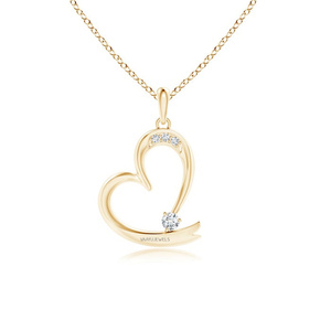 Colgante de Diamante Cultivado en Laboratorio con Corte Redondo en Forma de Corazón Abierto con Piedras Decorativas en Oro de 10K, 14K, 18K, Plata de Ley 925 y 935, Joyería Fina - Product Image 3