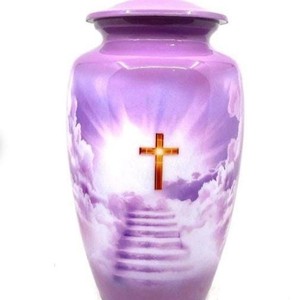 Urne funéraire en aluminium poli pour cendres - Urne de crémation pour adulte avec couvercle sécurisé - Vase commémoratif en métal pour enterrement ou cimetière - Product Image 1