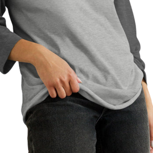 T-shirt de baseball unisexe Legacy Maker à manches 3/4 raglan gris chiné/gris anthracite, avec manches contrastantes, en coton décontracté - Product Image 6