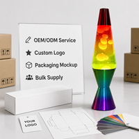 Lampe à lave en verre arc-en-ciel de 14 pouces, à brancher, 5V, lumière de nuit colorée en cire pour chambre à coucher, bureau et cadeau créatif