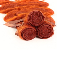 Lot de 3 mèches de cheveux brésiliens ondulés couleur gingembre avec closure