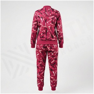 Women's <b>Pink</b> Geometric Print <b>Tracksuit</b> Full Zip Jacket & Jogger Pants Set Sporty Autumn Wear Breathable Polyester Cotton - Product Image 2