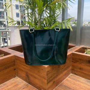 Nuevo bolso de mano de lujo con cremallera de cuero de Caballo Loco genuino de cuero verde hecho a mano para mujer, bolso de mano personalizado con asas de piel de vaca - Product Image 6