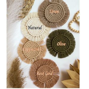 Ensemble de dessous-de-verre en macramé adorable - Tapis à tasses en coton fait main avec franges - Décoration de table neutre et cadeau de pendaison de crémaillère - Product Image 6