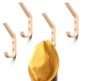 <b>Wall</b>-Mounted Wood Coat Hook Hanger J Shape 4 PCS Modern Customized Wood Coat Hanger Rack Railing - Product Image 1