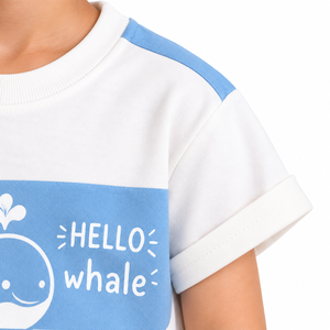 Kids Boys Jersey Cartoon Whale Graphic T-Shirt Shorts Set Summer Casual Two-Piece Outfit Short Sleeve Crew Neck 2-7 <b>Years</b> - Product Image 3