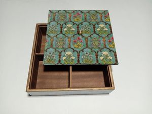 Spices natural wooden Premium Printed Home Wooden Tabletop Spice <b>Box</b> With Separate Compartments for Spices and Dry Fruit <b>Box</b> - Product Image 2