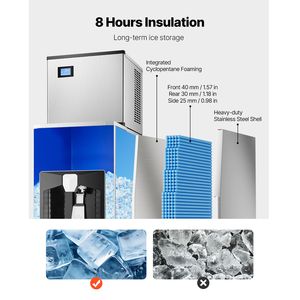 Dispenser di Ghiaccio ad Alta Capacità 180 Libbre con Contenitore, Tritaghiaccio Automatico 20 Libbre/Min, Dispenser di Bevande Regolabile in Altezza - Product Image 4