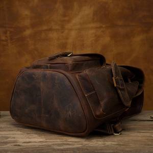 Heavy Duty Waterproof Genuine <b>Leather</b> Rucksack Vintage Anti-Theft <b>Laptop</b> <b>Backpack</b> for International Travel LBP-0347 - Product Image 5