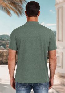 Camiseta Elástica para Hombre, Manga Corta, Corte Ajustado, Informal, Deportiva, Transpirable, Cómoda, Tejido de Punto, Spandex/Algodón - Product Image 4