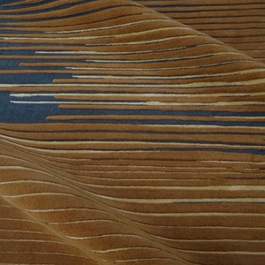Tapis en laine bleu et or fait main, tapis moderne abstrait, tapis artisanal tufté à la main, tapis de sol de luxe pour salon, décoration de luxe - Product Image 5