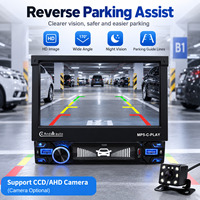 HANTUE Écran Rétractable Lecteur MP5 7 Pouces 1 Din Autoradio Android 15 CarPlay Android Auto 2+64G Audio