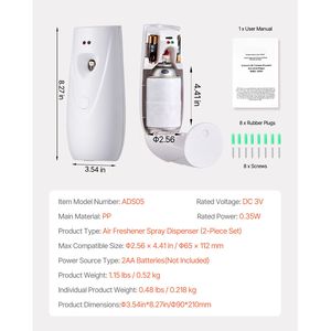 Dispenser Spray Deodorante Intelligente da Parete/Montabile, Confezione da 4, Alimentato a Batteria, con Impostazioni di Temporizzazione Multiple - Product Image 4