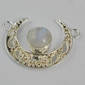 Rainbow Moonstone Handmade Sterling Silver Pendant Bezel Setting Natural Round Gemstone Boho Jewelry June Birthstone - Product Image 1