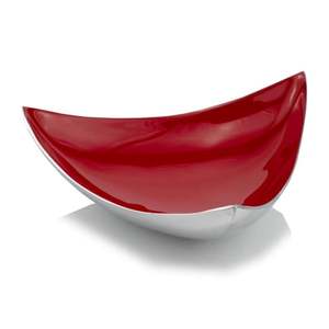Plateau décoratif abstrait moderne, forme irrégulière, finition rouge brillante, design minimaliste - Product Image 2