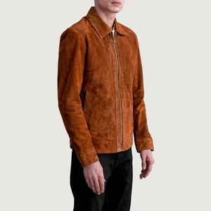 Veste en cuir suédé marron élégante pour hommes, tendance, personnalisable sur commande, disponible à prix de gros avec des designs élégants et uniques - Product Image 2