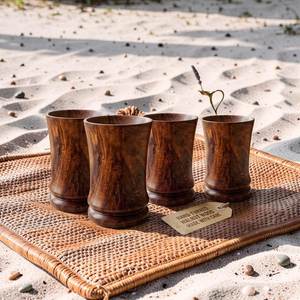 Hand Turned Natural Wood Goblet Handcrafted Decorative <b>Drinking</b> Mug Rustic Wooden Glass for Events Weddings and Dining - Product Image 1