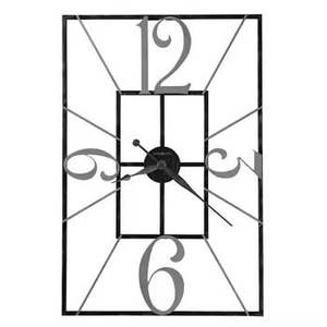Luxury <b>Large</b> Rectangular Wall <b>Clock</b> Industrial Black Metal Skeleton Design Silent Quartz Movement for Loft Office Home Decor - Product Image 1