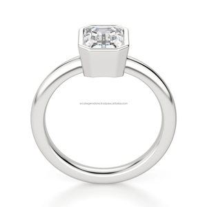 2,25 CT Esmeralda corte bisel ajuste S925 plata oro última moda mujer compromiso laboratorio creado anillo de diamante para boda - Product Image 3