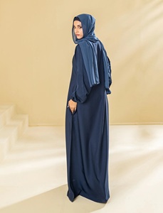 Ensemble Abaya Quotidien pour Femmes Musulmanes SAPPHIRE SERENITY, Style Saoudien, Couleur Unie, Manches Longues, Longueur au Sol, Coupe Droite, Modeste, Couverture Complète - Product Image 3