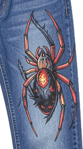 Pantalones Vaqueros de Mezclilla para Hombre, Estilo Vintage, con Estampado Gráfico de Araña, Corte Regular, Estilo Urbano, Lavado Azul, Pantalones de Moda - Product Image 5