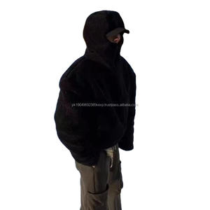 Sweat à capuche lourd de style japonais Épaisseur 560g Pull en polaire d'agneau Sweat à capuche à demi-fermeture éclair pour hommes - Product Image 3