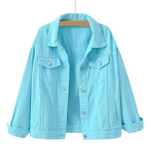 Chaqueta de Mezclilla Azul para Mujer, Cuello Camisero, Cierre de Botón, Manga Larga, Estilo Casual - Product Image 3
