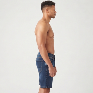 Shorts en jean décontractés pour hommes, taille haute, couleur unie, écologiques, vente en gros, service OEM personnalisé - Product Image 4