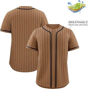 Maillot de baseball marron uni pour homme, manches courtes, col en V, respirant, anti-humidité, polyester, imprimé par transfert thermique, coupe classique - Product Image 3