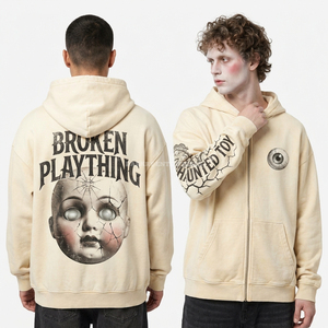 Sudadera con Capucha Oversize Azul Vintage, Diseño Gráfico de Calavera Pirata Personalizado, Sudadera con Capucha de Felpa de Algodón de 500 g/m², Corte Holgado para Hombre - Product Image 6