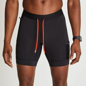 OEM Custom Manufacturers Eco-Friendly 100% Cotton Quick Dry Drawstring Waist Half Tight <b>Compression</b> <b>Shorts</b> with Pockets for <b>Men</b> - Product Image 3