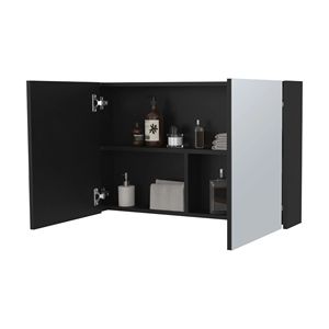 Armadietto da bagno nero a 2 ante con specchi inclusi - Product Image 5