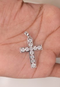 2 Ct Round Lab Grown Diamond Cross <b>Pendant</b> <b>Solid</b> 10K White <b>Gold</b> Wedding <b>Pendant</b> Unique Diamond Charms - Product Image 4