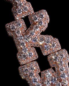 Pendentif personnalisé à trois lettres avec moissanite VVS en argent sterling 925 plaqué rhodium, bijoux hip-hop, fournisseur en gros - Product Image 5