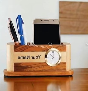 Classic Style Wooden Rectangle Desktop Multifunction Pen Holder Organizer Storage Box Wall Mount Ecowoodies at Best Price - Product Image 5