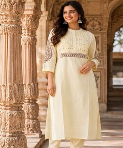 Cotton Embroidered Ankle-Length <b>Kurta</b> Set <b>Women</b> Traditional Indian Pakistani Style Casual Wear Regular Fit 86833 SHAGUN - Product Image 1
