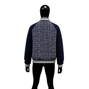 Veste marine PREMIUM pour hommes, couleur unie, fermeture éclair, coupe classique, style décontracté, col rabattu, matière polyester, idéale pour l'automne - Product Image 2
