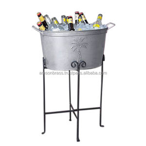 Classic Beverage <b>Tub</b> Ice Bucket with Stand <b>Galvanized</b> Wine Cooler <b>Tub</b> Customize Ice & Party Bucket with Folding Stand - Product Image 6