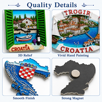 Benutzer definierte 3D Stereo Tourist Souvenir Magnet Kühlschrank Magnet Kroatien Karte Landschaft gemalt dekorative Magnet für Home Deco