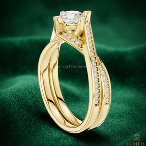 Elegant 9K 10K 14K 18K Yellow Gold 18K Gold Plated Round Brilliant Cut Diamond Engagement Ring for Women with IGI Certificate - Product Image 4
