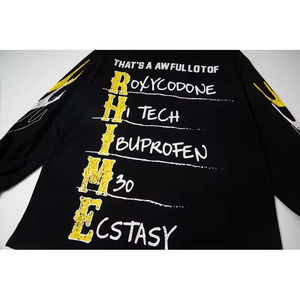 Pull-over décontracté d'hiver pour homme, noir, à manches longues, coupe classique, avec logo frontal, en tricot écologique, col rond, imprimé Rhyme, style streetwear - Product Image 3