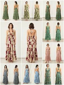 Vestido Maxi Ligero de Poliéster con Estampado Africano sin Mangas para Mujer, Cuello en V, Escalonado, Formal, Elegante, Floral, Ropa de Playa de Verano - Product Image 3
