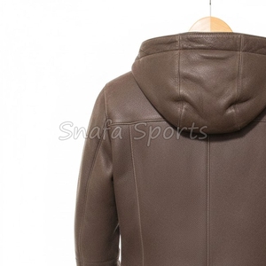 2026 Thick Warm Leather <b>Shearling</b> <b>Bomber</b> <b>Jacket</b> Custom Design Zipper Closure High Quality Leather <b>Jacket</b> For Men - Product Image 6