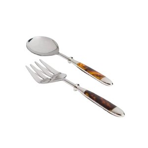 Classy Stainless Steel Salad Set With <b>Black</b> Rustic <b>Feather</b> Design Handle for Kitchenware Tabletop Salad Server Sets - Product Image 3