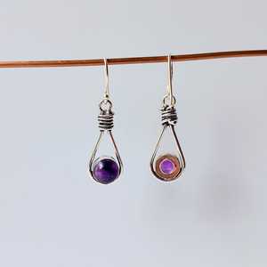 Amethyst <b>Dangle</b> <b>Earrings</b> Sterling <b>Silver</b> Plated Handmade Natural Gemstone Jewelry Women Gift Fashion <b>Earrings</b> - Product Image 2
